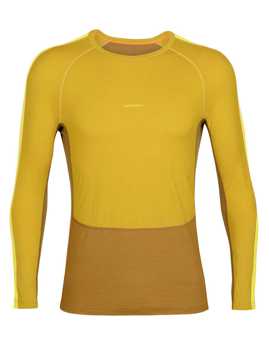 Icebreaker 200 ZoneKnit™ Merino Long Sleeve Crewe Férfi Base Layers Arany | HU 1326HAPK